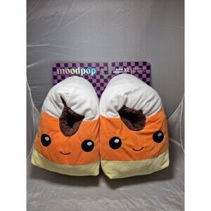NWT Rare 2024 Moodpop Slippers Plush Thick Candy Corn. Size 11 Large